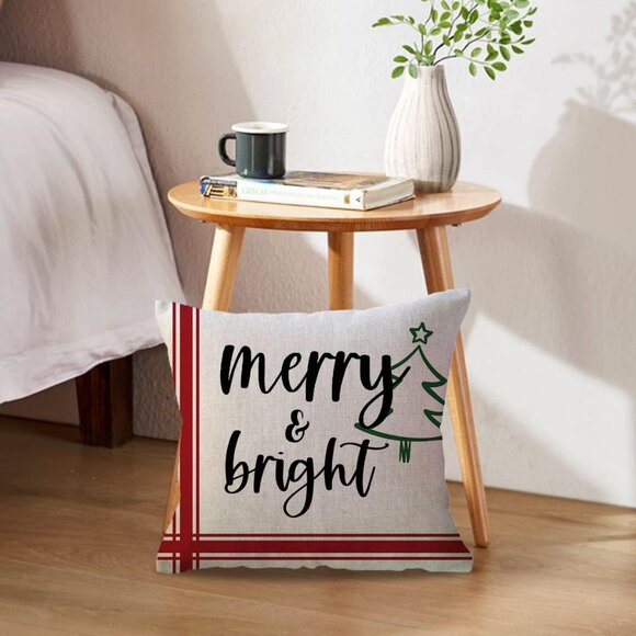 2Pack Hello Winter Throw Pillow Covers 18x18 Inches Xmas Tree/Snowflake - Picture 5 of 5